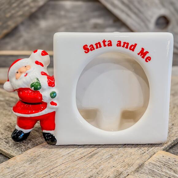 Vintage Santa & Me Tabletop Photo Frame, Holds 3" x 3" Photo, Ceramic, Christmas - Picture 9 of 10